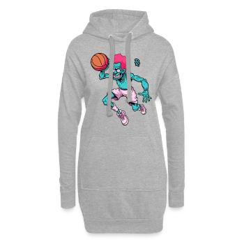 Dessin animé d’un joueur de basket-ball zombie drôle - Sweat-shirt à capuche long Femme - gris chiné - Devant