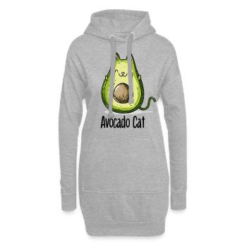 Avocat chat chats cadeau végétarien - Sweat-shirt à capuche long Femme - gris chiné - Devant
