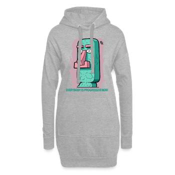 moderne, fortschrittliche Moai Statue Osterinsel - Hoodie-Kleid - Grau meliert - Vorne