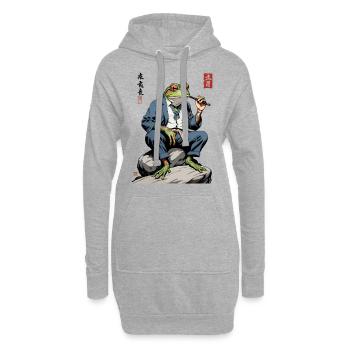 Eleganter Yokai Frosch Japan Streetwear - Hoodie-Kleid - Grau meliert - Vorne