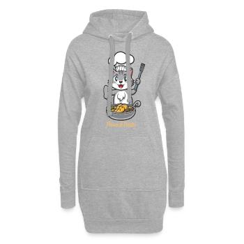 Paws and Pasta Lustige Katzen Tier Sprüche - Hoodie-Kleid - Grau meliert - Vorne