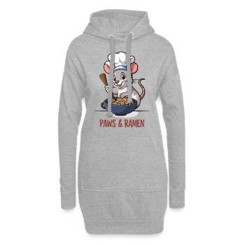 Pattes et Ramen Dictons animaux de rat drôles - Sweat-shirt à capuche long Femme - gris chiné - Devant