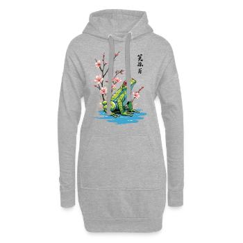 Vintage Ukiyo-E Frosch Japanische Retro Kunst - Hoodie-Kleid - Grau meliert - Vorne
