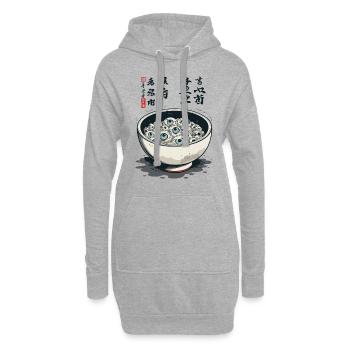 Yokai Ramen Ukiyo-E Horreur Kanji Design - Sweat-shirt à capuche long Femme - gris chiné - Devant
