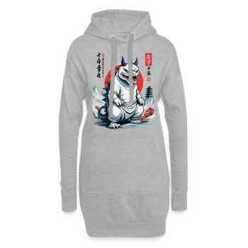 Monster Cat Japon Streetwear Cat Design - Sweat-shirt à capuche long Femme - gris chiné - Devant