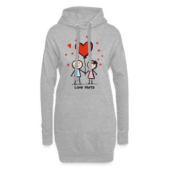 Strichmännchen Liebespaar Pärchen Valentinstag - Hoodie-Kleid - Grau meliert - Vorne