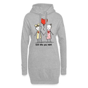 Strichmännchen Lesbisches Liebespaar Liebe - Hoodie-Kleid - Grau meliert - Vorne