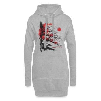 Japanese Tree Aesthetic Buddhism Roter Mond Bonsai - Hoodie-Kleid - Grau meliert - Vorne