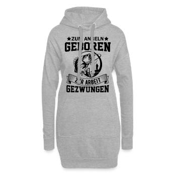 Zum Angeln geboren zum Arbeiten gezwunen Angler - Hoodie-Kleid - Grau meliert - Vorne
