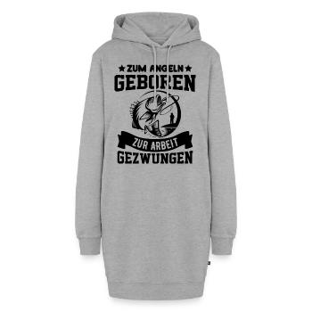 Zum Angeln geboren zum Arbeiten gezwunen Angler - Hoodie-Kleid - Grau meliert - Vorne