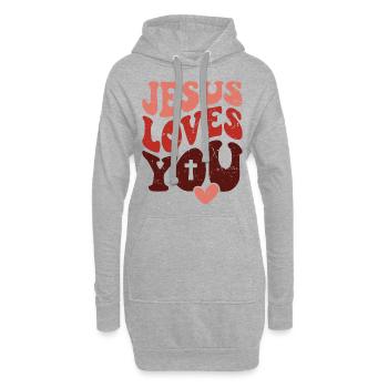 Jésus t’aime t’aime Verset biblique chrétien - Sweat-shirt à capuche long Femme - gris chiné - Devant