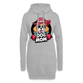 Süßer Hund mit Hut und Sonnenbrille Hundeliebhaber - Hoodie-Kleid - Grau meliert - Vorne