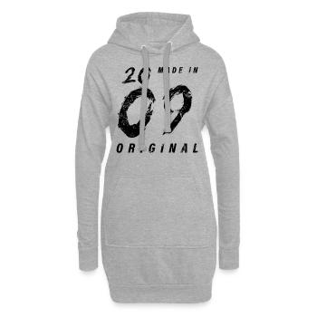 Fabriqué en 2009 Original Anniversaire Grunge en détresse - Sweat-shirt à capuche long Femme - gris chiné - Devant