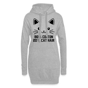 80% Cotton 20% Cat Hair funny Cats Sayings - Hoodie-Kleid - Grau meliert - Vorne
