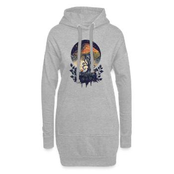Fairycore Pilz Goblincore Mondphasen Vintage - Hoodie-Kleid - Grau meliert - Vorne
