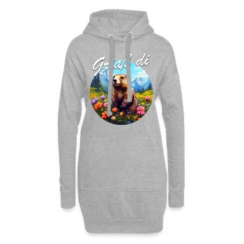 Griaß di Marmot, randonnée, montagnes, montagnards - Sweat-shirt à capuche long Femme - gris chiné - Devant