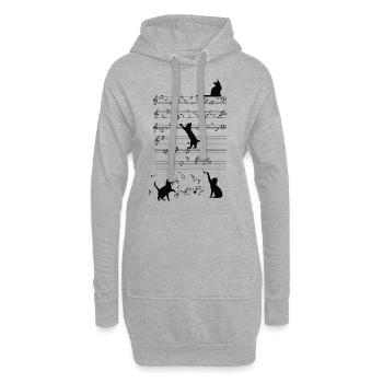 Cats on Music Notes Katzen auf Musik Noten - Hoodie-Kleid - Grau meliert - Vorne