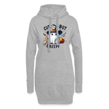 Halloween Partnerlook Süß aber Gruselig Gespenst - Hoodie-Kleid - Grau meliert - Vorne