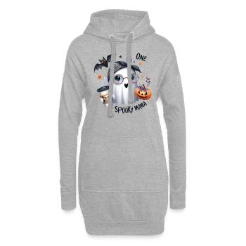 Halloween Partnerlook One Spooky Mama Design - Hoodie-Kleid - Grau meliert - Vorne