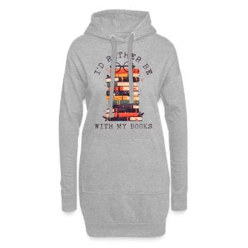Je préfère être avec mes livres Lesen Buchliebhaber - Sweat-shirt à capuche long Femme - gris chiné - Devant