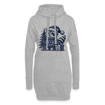 Fröhlicher Waschbär Weihnachten - Hoodie-Kleid - Grau meliert - Vorne
