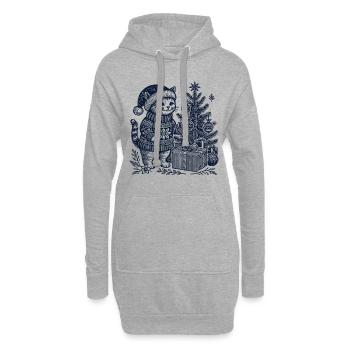 Lustige Katze Weihnachten Retro Vintage - Hoodie-Kleid - Grau meliert - Vorne