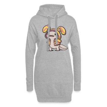 Tenue d’axolotl coloré avec des lapins - Sweat-shirt à capuche long Femme - gris chiné - Devant