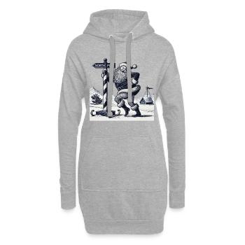 Drôle Père Noël Pole Dance Noël - Sweat-shirt à capuche long Femme - gris chiné - Devant