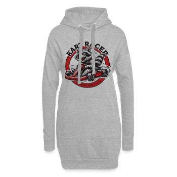 Go-Kart Rennen Adrenalin Rausch Mit Kart Racer - Hoodie-Kleid - Grau meliert - Vorne