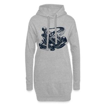 Le skeleton dans l’aventure d’une course de karting - Sweat-shirt à capuche long Femme - gris chiné - Devant