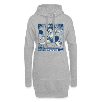 Anime Rétro Tennis de table Action Tennis de table - Sweat-shirt à capuche long Femme - gris chiné - Devant