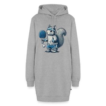 Retro Tischtennis Eichhörnchen Spaß - Hoodie-Kleid - Grau meliert - Vorne