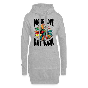 Make Love Not War Flowerpower Hippie - Hoodie-Kleid - Grau meliert - Vorne