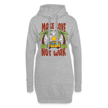 Make Love Not War Flowerpower Hippie - Hoodie-Kleid - Grau meliert - Vorne