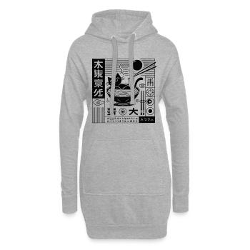 Japonais rétro Ukiyo-e Ramen nouilles streetwear - Sweat-shirt à capuche long Femme - gris chiné - Devant