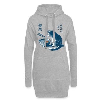Ramen Nudeln Katze Kawaii Retro Japan Streetwear - Hoodie-Kleid - Grau meliert - Vorne