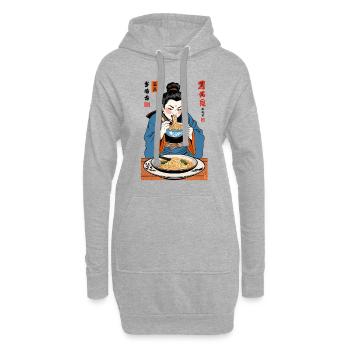 Japanisches Ramen Ukiyo-E Retro Streetwear - Hoodie-Kleid - Grau meliert - Vorne