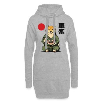 Shiba Chien Ramen Japon Ukiyo-E Style - Sweat-shirt à capuche long Femme - gris chiné - Devant