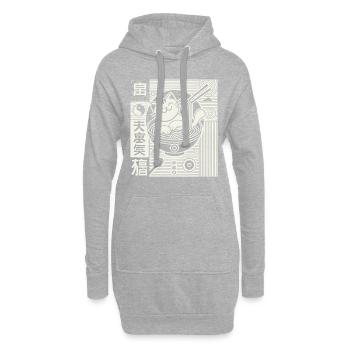 Ukiyo-e streetwear rétro japonais avec ramen - Sweat-shirt à capuche long Femme - gris chiné - Devant