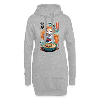 Kitsune Fuchs Ramen Nudeln Kawaii Japan Retro - Hoodie-Kleid - Grau meliert - Vorne