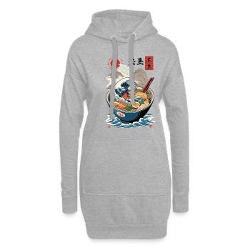 Ramen Nudeln Ukiyo-E Japanisches Retro Streetwear - Hoodie-Kleid - Grau meliert - Vorne