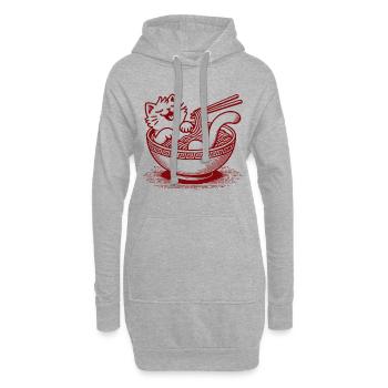 Ramen Nudeln Kawaii Katze Japanische Nudeln - Hoodie-Kleid - Grau meliert - Vorne