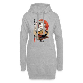 Kitsune Ramen Nudeln Kawaii Japan Retro - Hoodie-Kleid - Grau meliert - Vorne