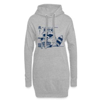 Ramen Nouilles Kawaii Raton laveur Anime Streetwear - Sweat-shirt à capuche long Femme - gris chiné - Devant