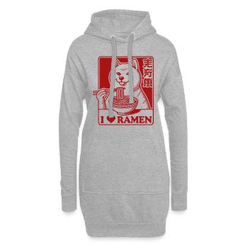 Japanisches Streetwear Kawaii Ramen Nudeln Liebe - Hoodie-Kleid - Grau meliert - Vorne