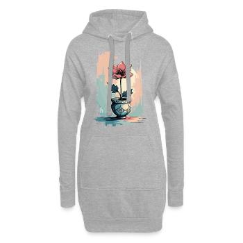 Blooming Beauty - Top floral à motif floral vintage - Sweat-shirt à capuche long Femme - gris chiné - Devant