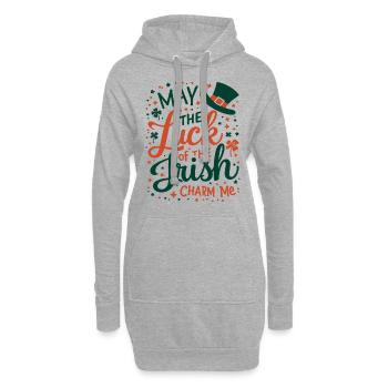 Que la chance des Irlandais me charmine - St Patrick’s - Sweat-shirt à capuche long Femme - gris chiné - Devant