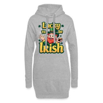 Lucky to be Irish – St. Patrick’s Day Leprechaun - Hoodie-Kleid - Grau meliert - Vorne