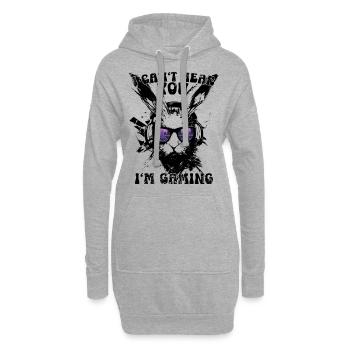Je ne t’entends pas, je joue avec des lunettes de soleil Bunny - Sweat-shirt à capuche long Femme - gris chiné - Devant