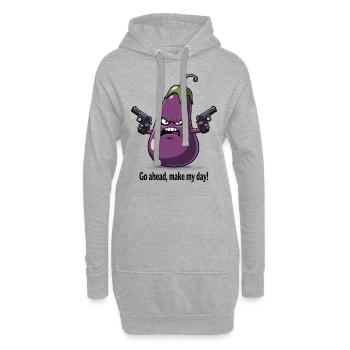 Badass Aubergine – Go Ahead, Make My Day - Hoodie-Kleid - Grau meliert - Vorne
